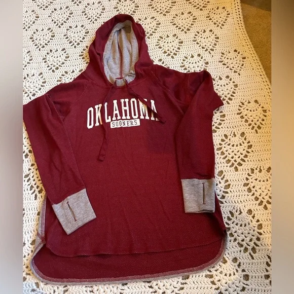 Oklahoma Sooners Boxercraft Women’s Small Hoodie Long Sleeved Thermal Look - Picture 2 of 7